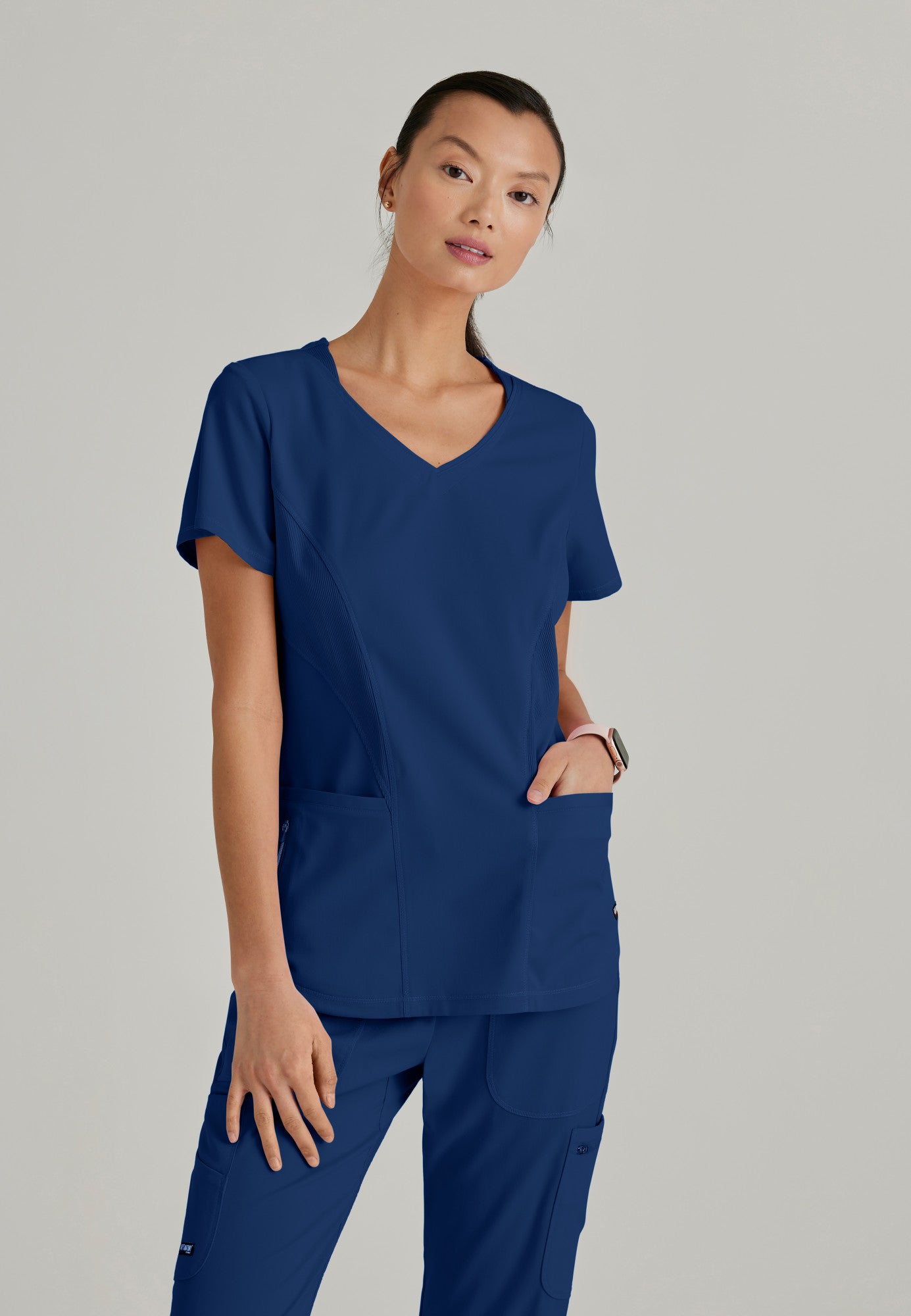 GRST124 Grey's Anatomy Scrub Spandex Stretch Carly Top (XXS - 3XL)