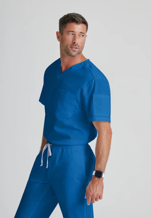 GRT091 Grey's Anatomy Collection Evan 1 Pocket Men's V Neck Men's Scrub Top (XS - 5XL)