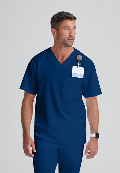 GRT091 Grey's Anatomy Collection Evan 1 Pocket Men's V Neck Men's Scrub Top (XS - 5XL)