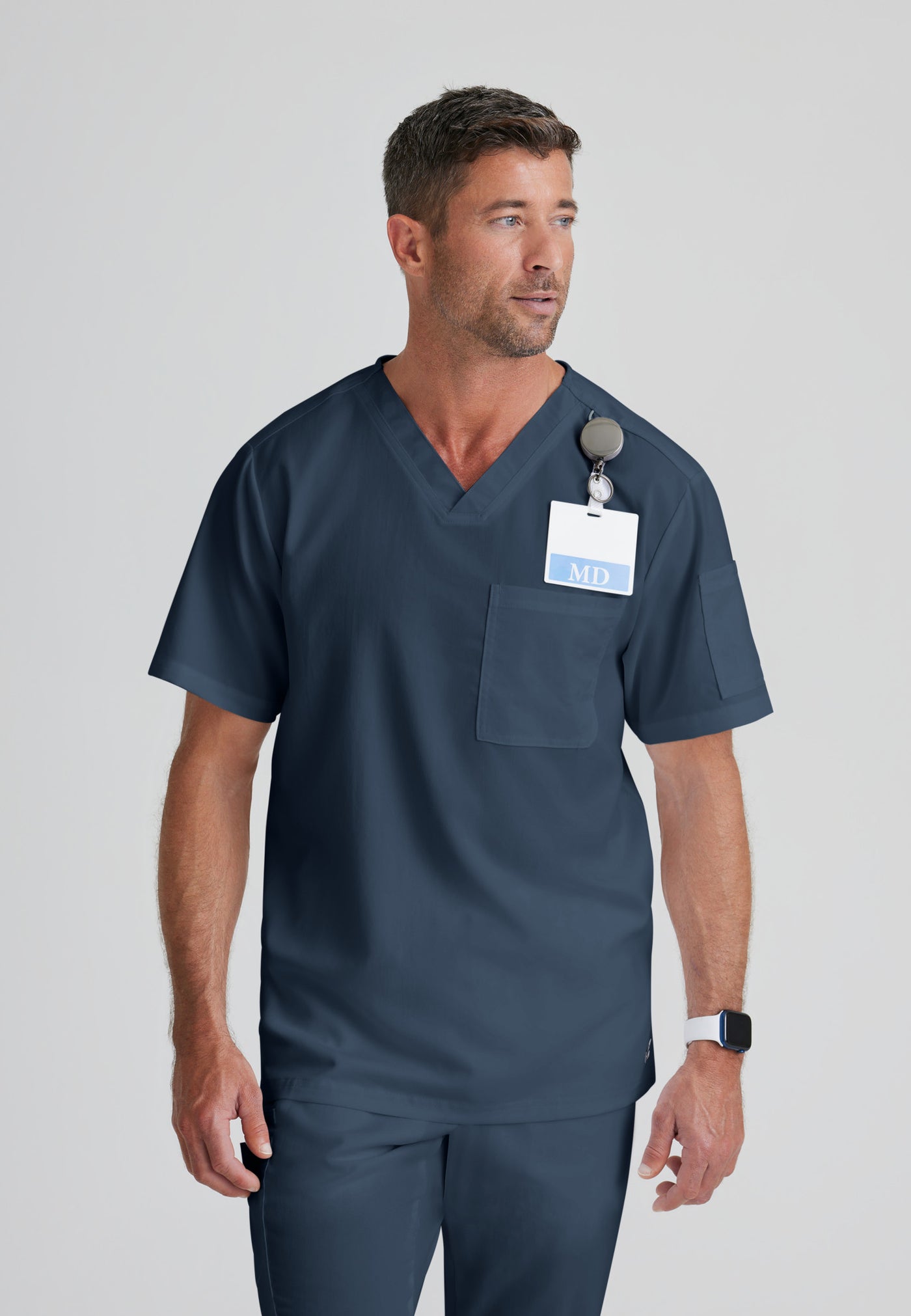 GRT091 Grey's Anatomy Collection Evan 1 Pocket Men's V Neck Men's Scrub Top (XS - 5XL)