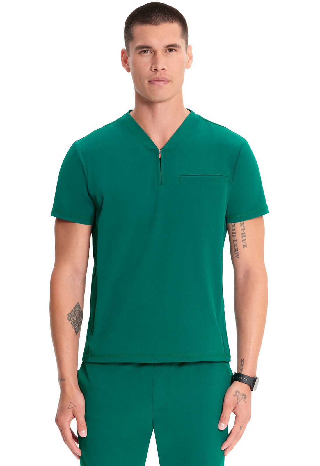 IN702A Cherokee GNR8 Knit Performance Men Partial Zip Scrub Top (XS - 3XL)