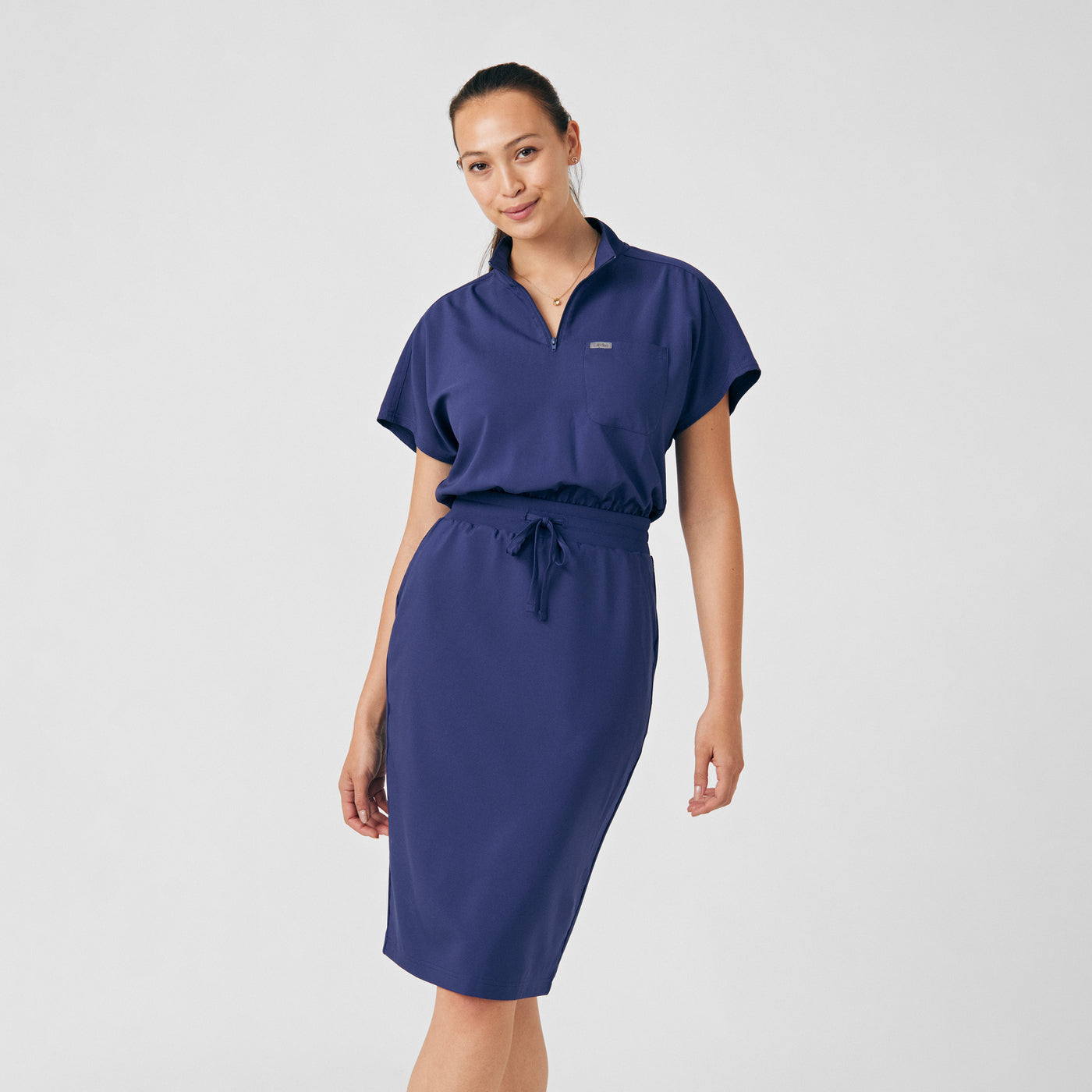 LD607 Landau Forward Scrub Quarter Zip Dress (XS - 3XL)