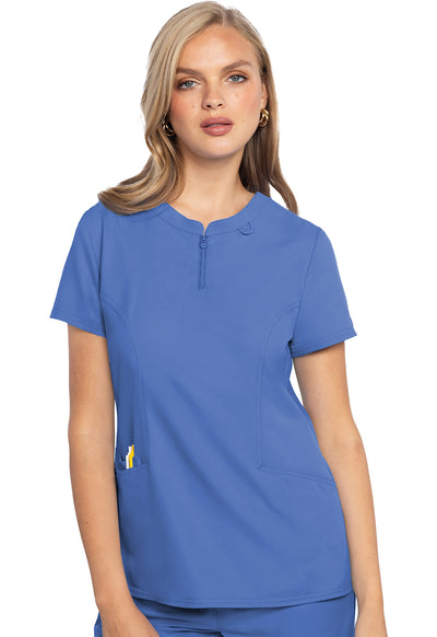 MC609 Med Couture MC Insight Zip Front Henley Scrubs Top (XS - 3XL)