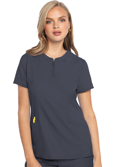 MC609 Med Couture MC Insight Zip Front Henley Scrubs Top (XS - 3XL)