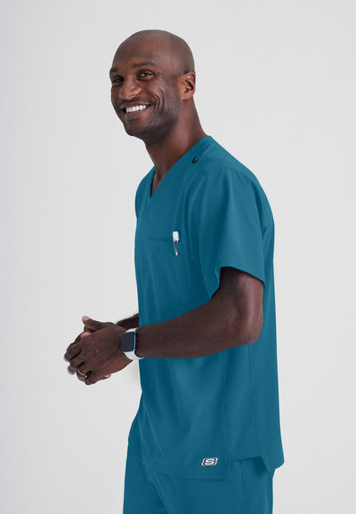 SK0112 Skechers Classic Scrubs Structure 1 Pocket V-Neck Men's Scrub Top (XS - 5XL)