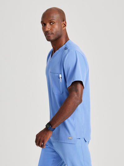 SK0112 Skechers Classic Scrubs Structure 1 Pocket V-Neck Men's Scrub Top (XS - 5XL)