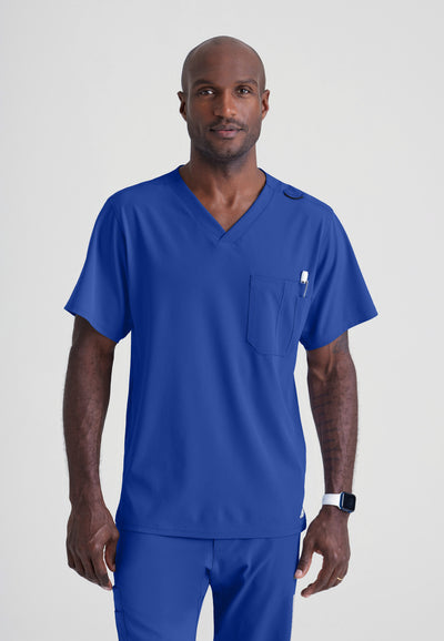 SK0112 Skechers Classic Scrubs Structure 1 Pocket V-Neck Men's Scrub Top (XS - 5XL)