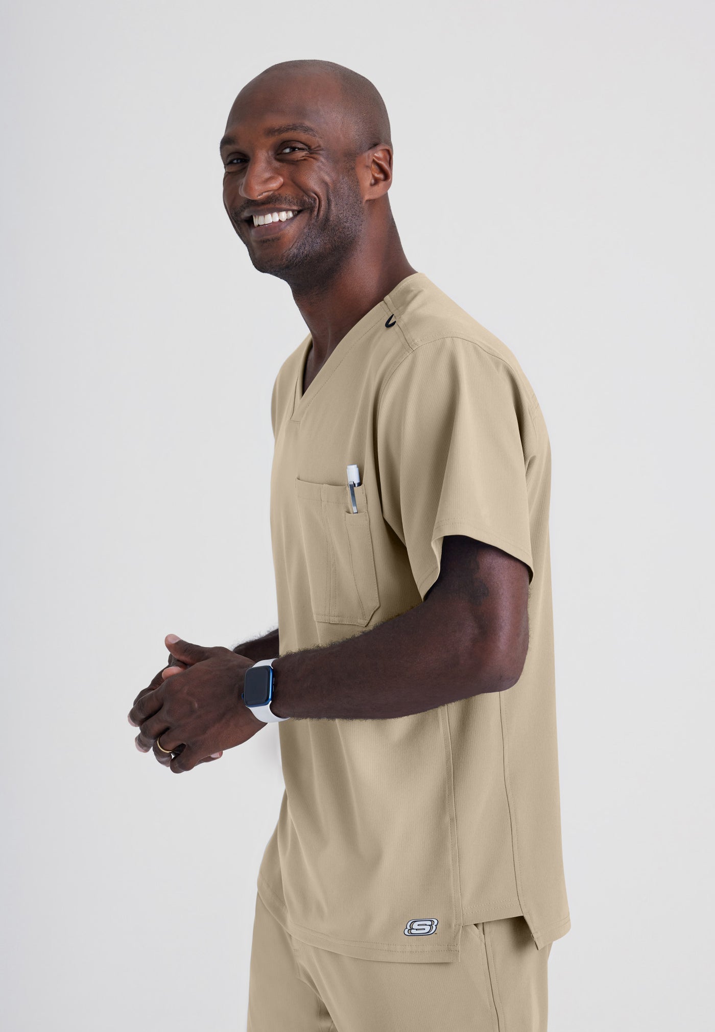 SK0112 Skechers Classic Scrubs Structure 1 Pocket V-Neck Men's Scrub Top (XS - 5XL)