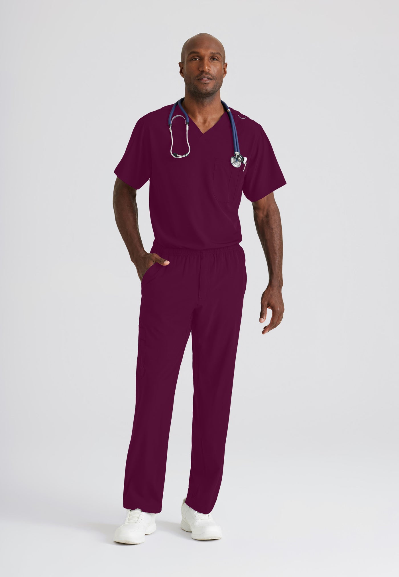 SK0112 Skechers Classic Scrubs Structure 1 Pocket V-Neck Men's Scrub Top (XS - 5XL)