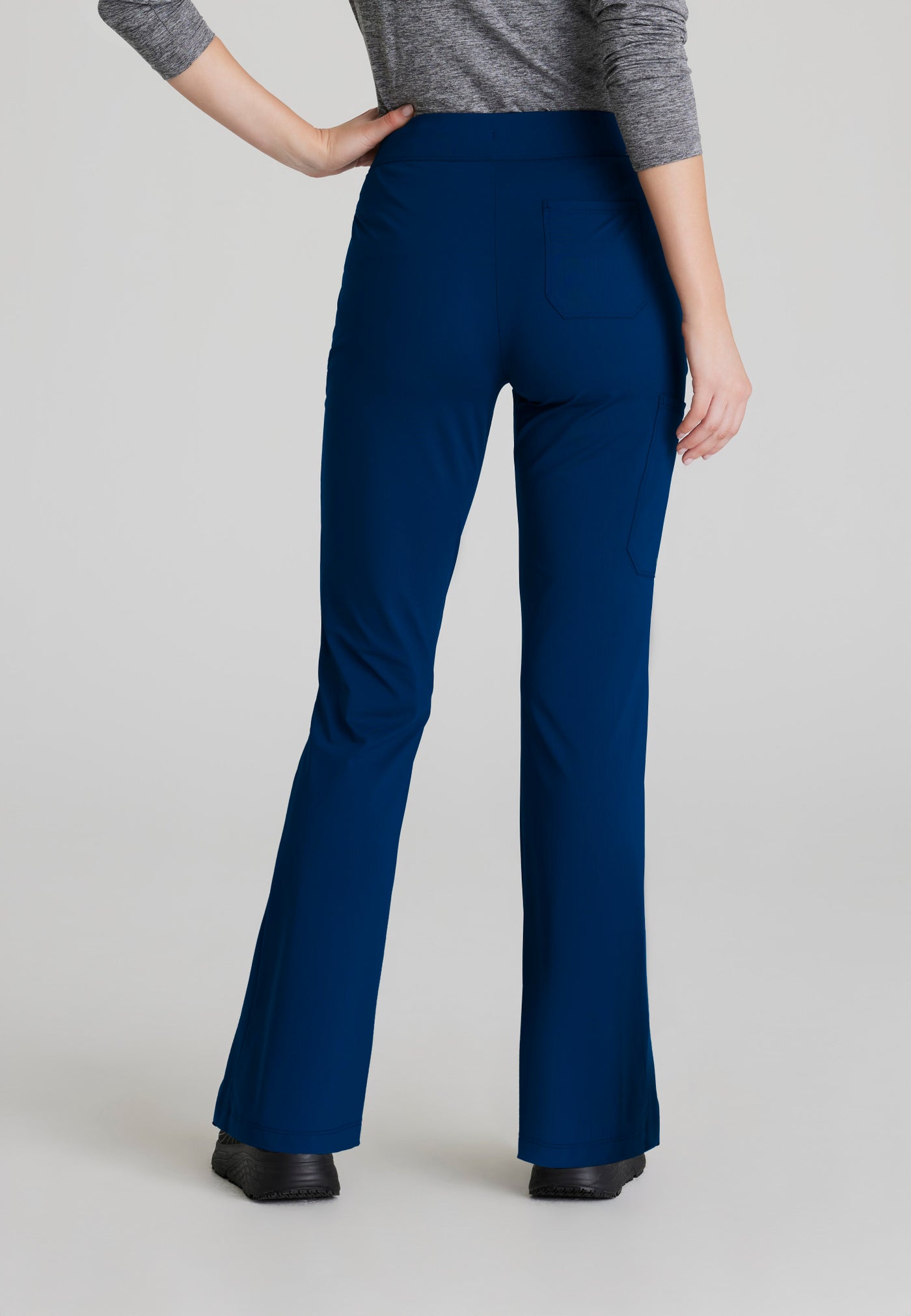 SKP656 Skechers Slip-Ins scrub pant in navy. flattering style. Flare pant. stretchable fabric. figs medical scrubs. back image