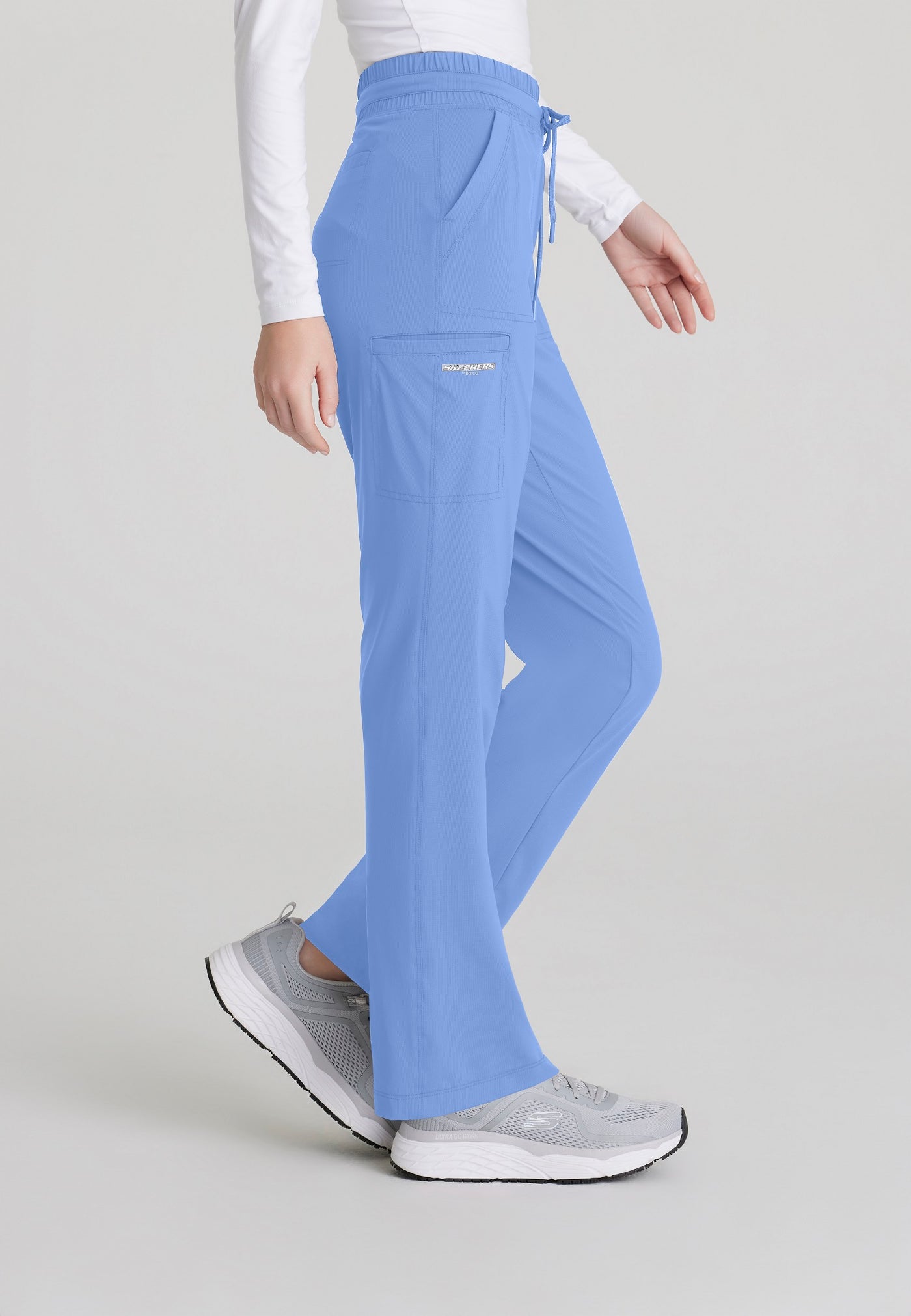 SKP668 Skechers Slip-Ins scrub pant in ceil. slim leg. stretchable fabric. side image