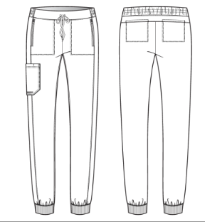 SKP669 Skechers Slip-Ins scrub pant in pewter. jogger style. stretchable fabric. five pockets. scrubs near me.  sketch image