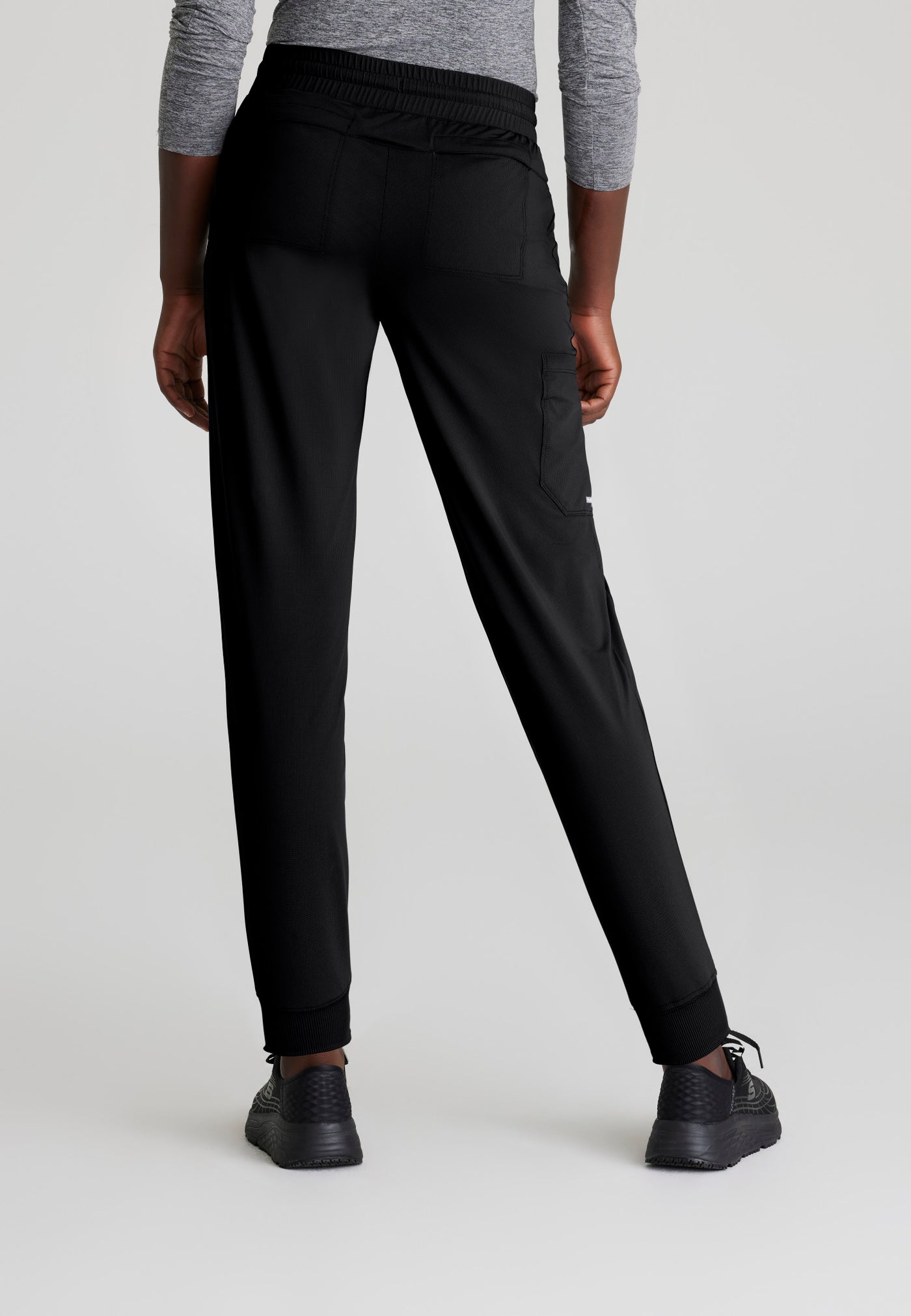 SKP669 Skechers Slip-Ins scrub pant in black. jogger style. stretchable fabric. five pockets. figs medical scrubs.  back image