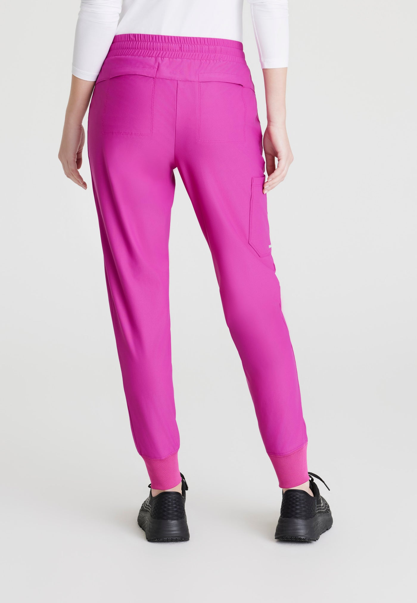 SKP669 Skechers Slip-Ins scrub pant in deep magenta. jogger style. stretchable fabric. figs medical scrubs. back image