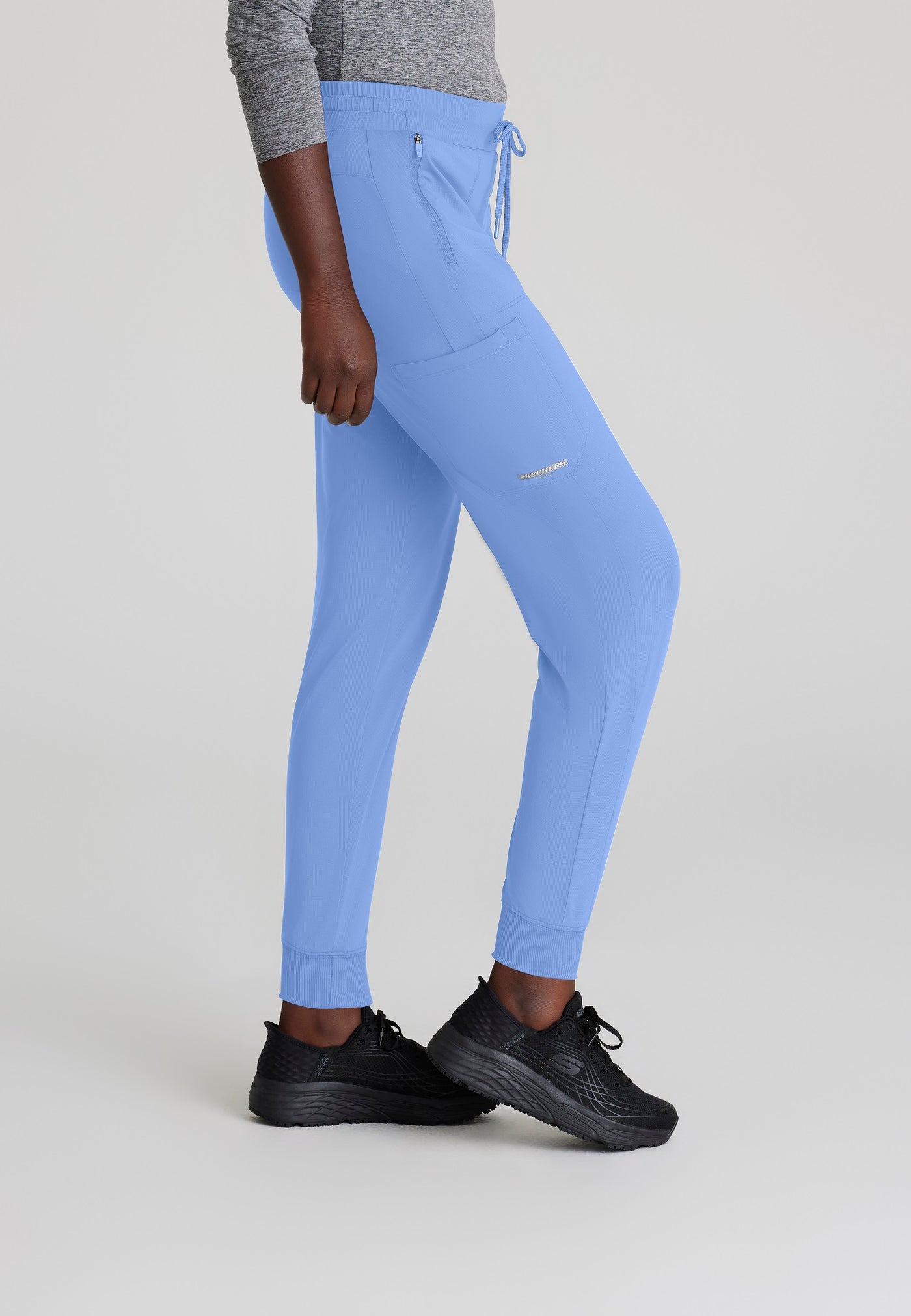 SKP669 Skechers Slip-Ins scrub pant in ceil. jogger style. stretchable fabric. five pockets. scrubs uniform. side image