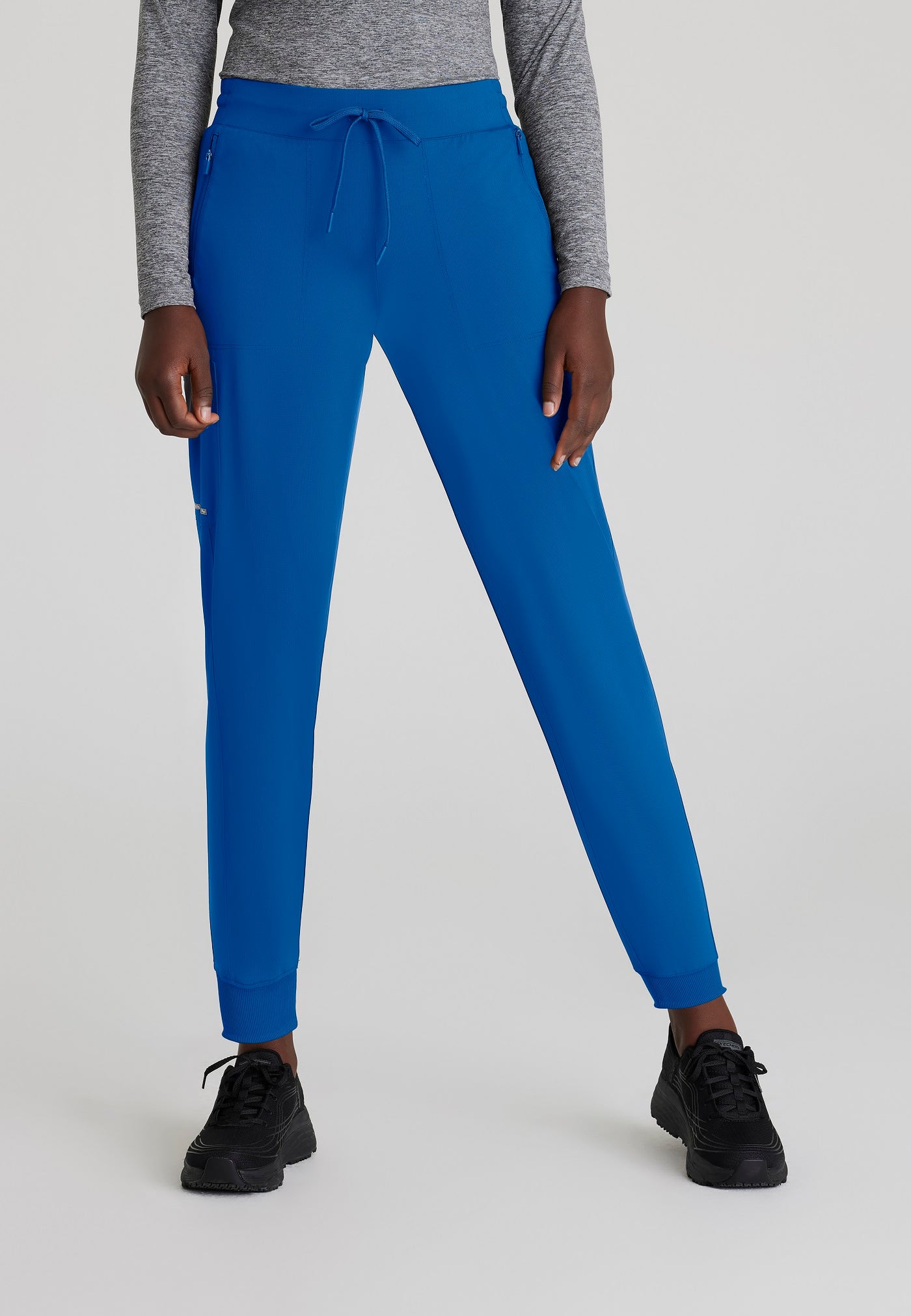 SKP669 Skechers Slip-Ins scrub pant in royal. jogger style. stretchable fabric. five pockets. scrubs uniform. close up image