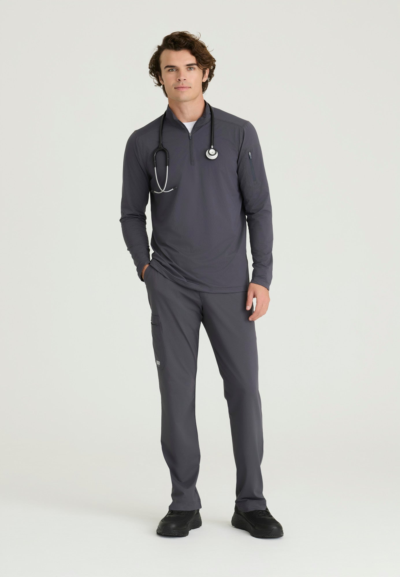 SKT280 Skechers Slip-Ins Super Stretch Men's Proper Long Sleeves Scrub Top (XS - 5XL)