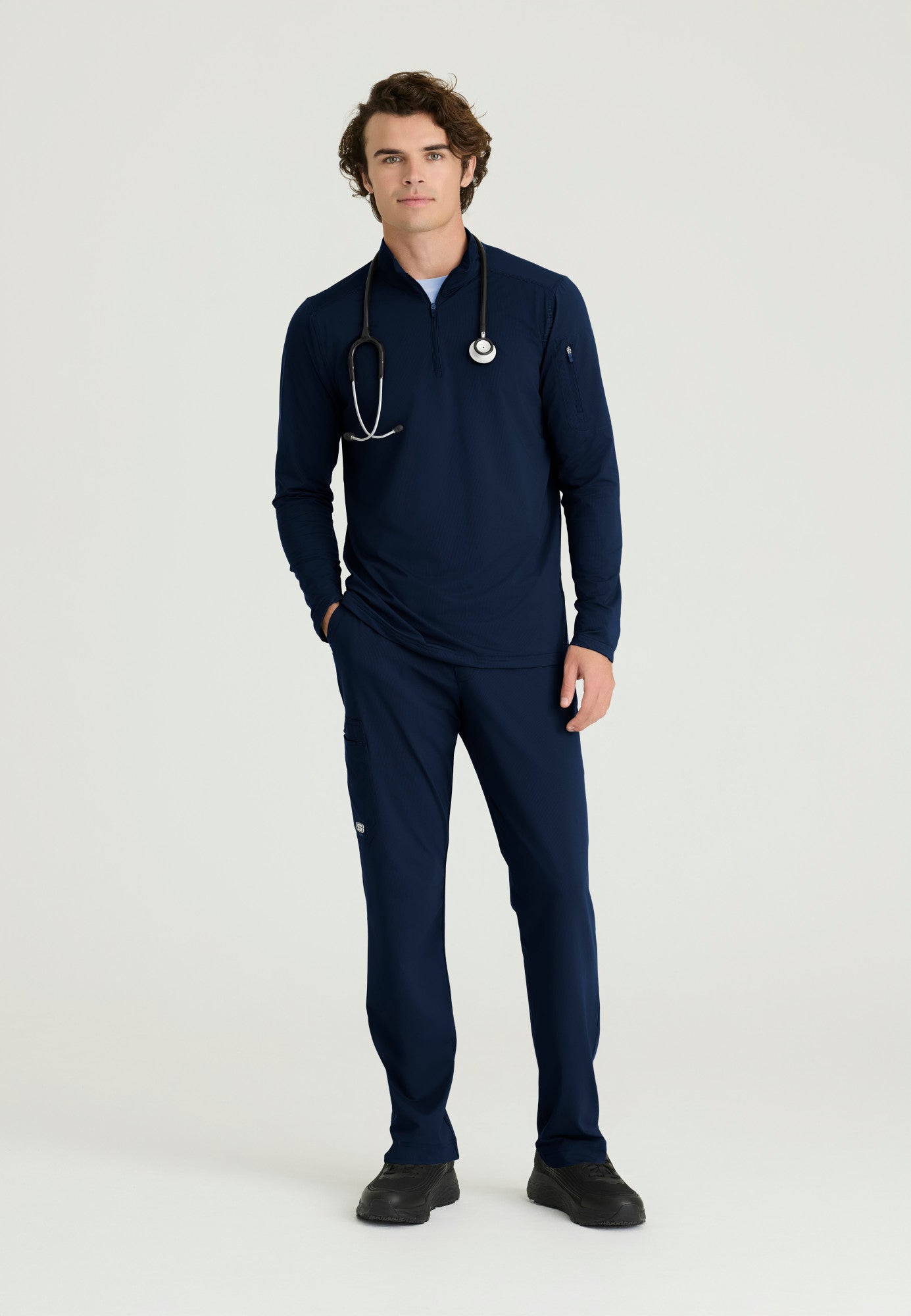 SKT280 Skechers Slip-Ins Super Stretch Men's Proper Long Sleeves Scrub Top (XS - 5XL)