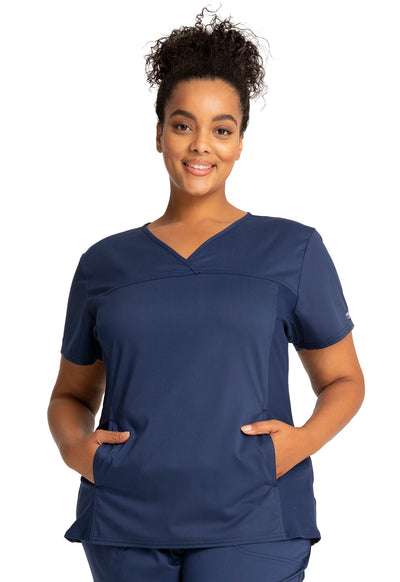 WW2875 Cherokee Workwear Revolution V-Neck Knit Panel Top (XXS - 5XL)