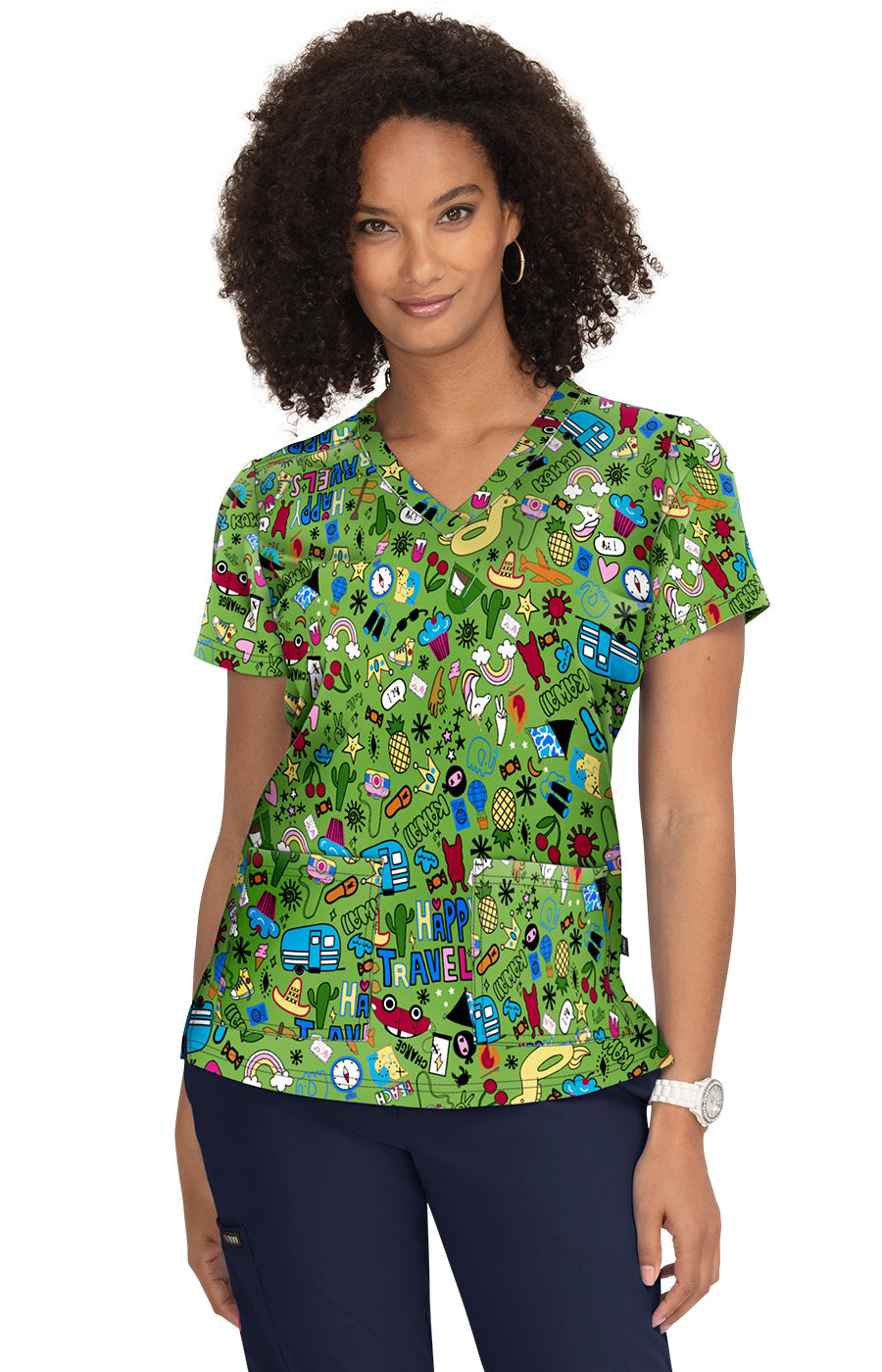 F100PR-HTV Koi Lulu Print Scrub Top