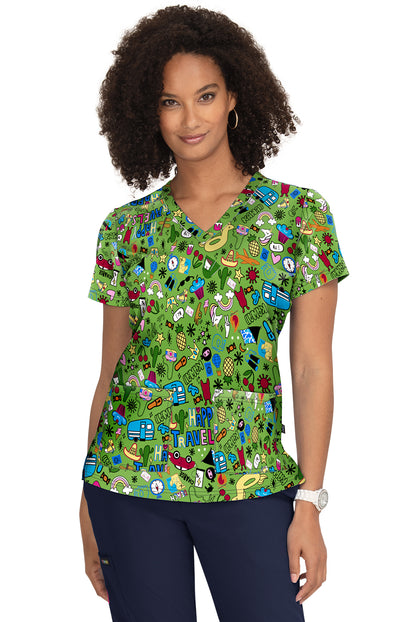 F100PR-HTV Koi Lulu Print Scrub Top