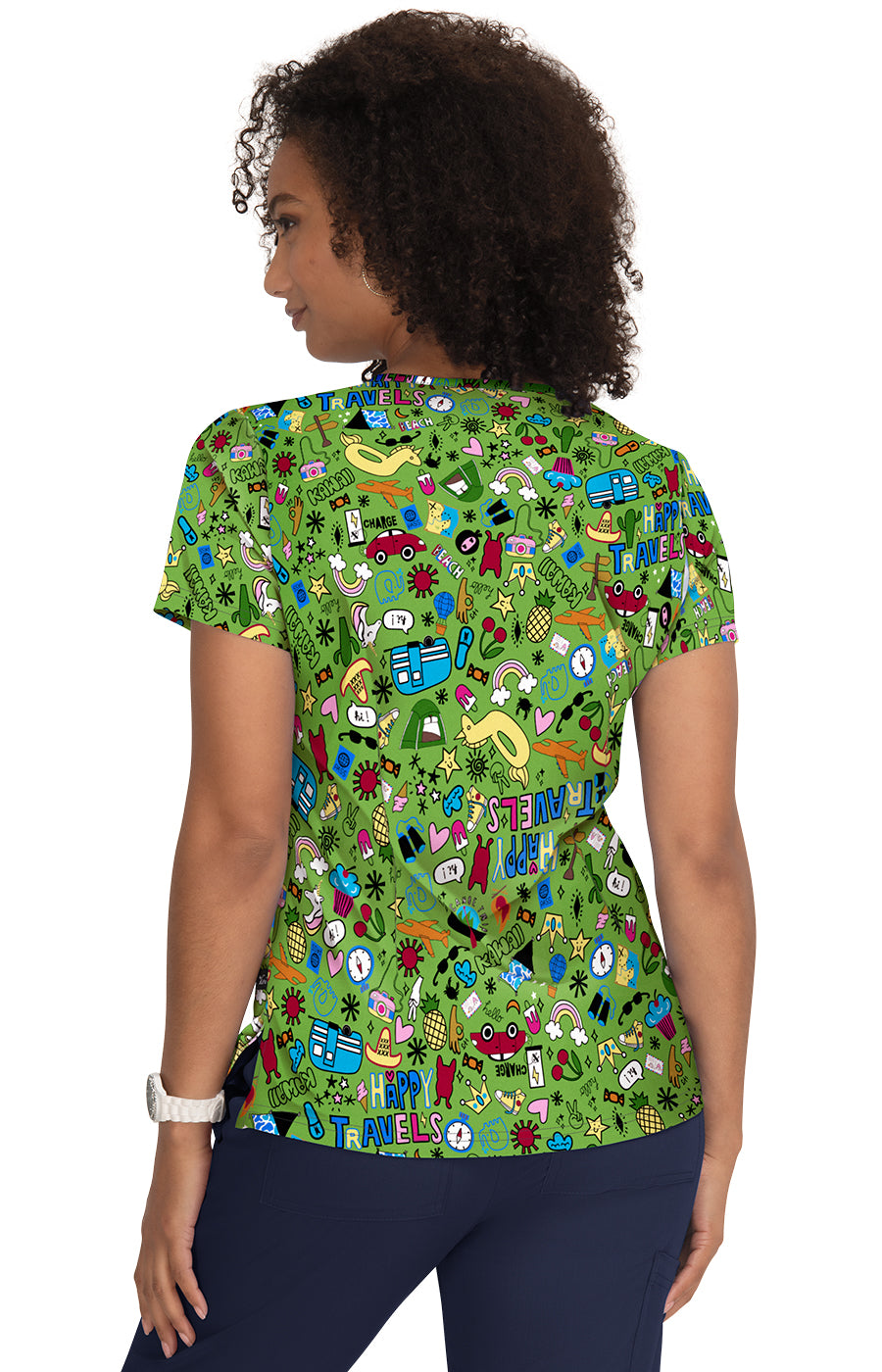 F100PR-HTV Koi Lulu Print Scrub Top