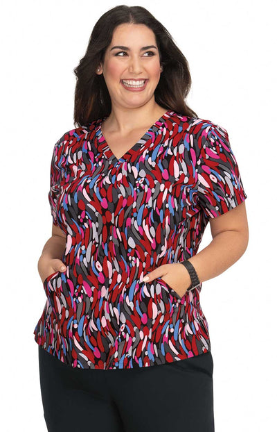 F101PR-TWT Koi Doll Print Scrub Top - Twist