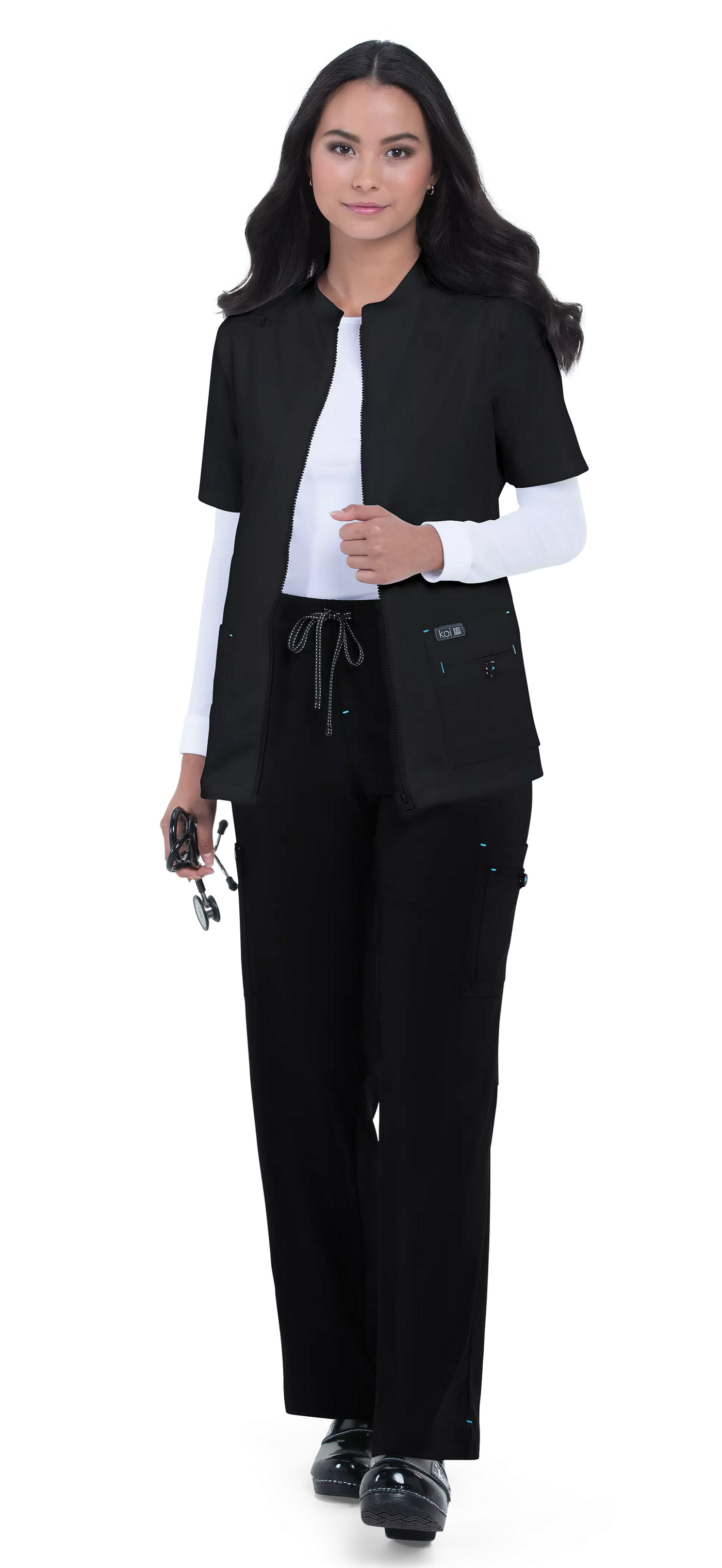 1023 Koi Basics Women's Zipper Scrub Top