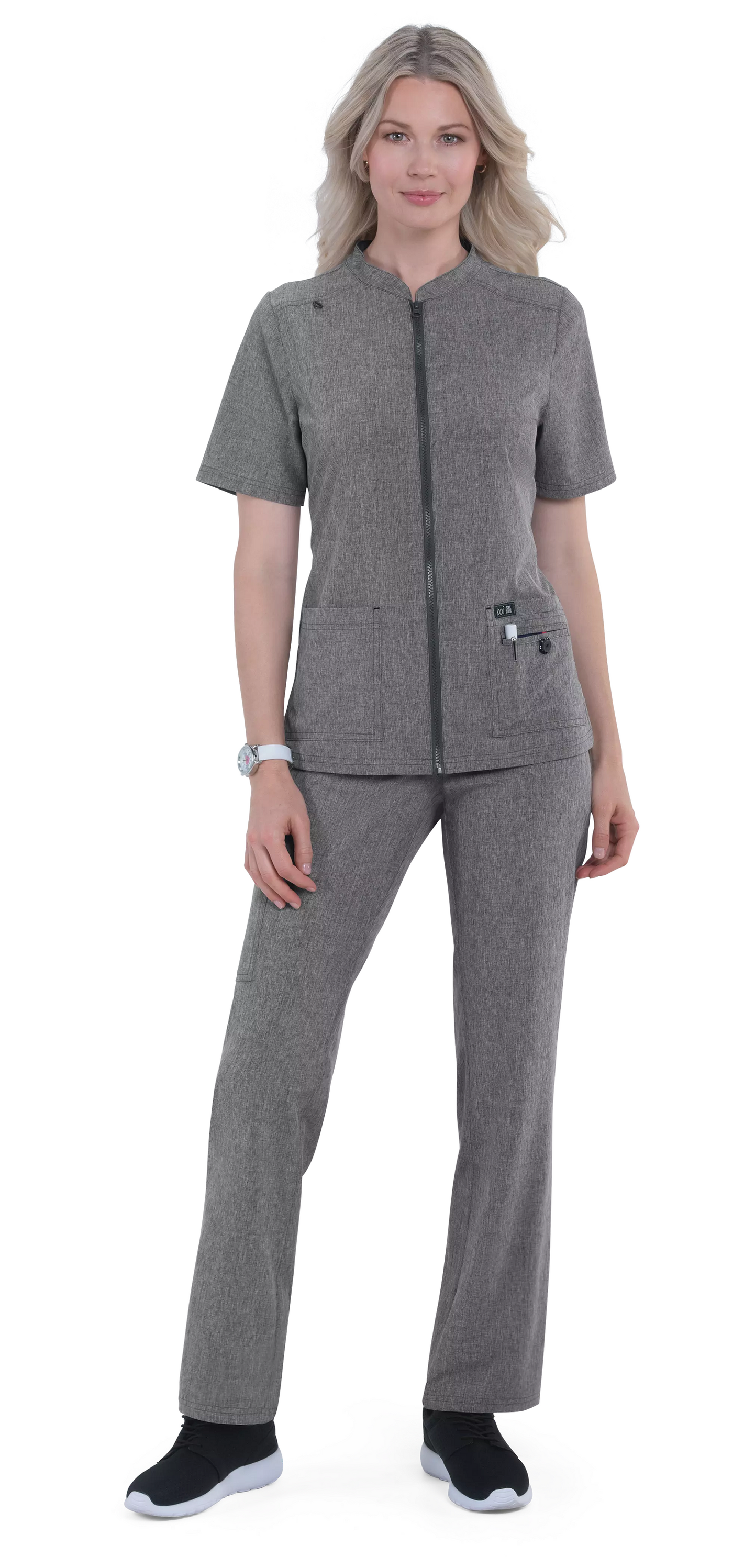 1023 Koi Basics Women's Zipper Scrub Top