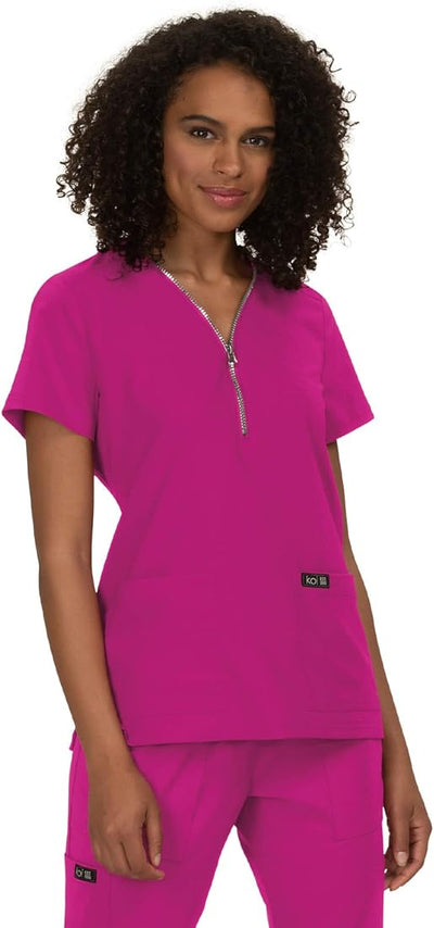 398 Koi Basics Women's Zipper Scrub Top