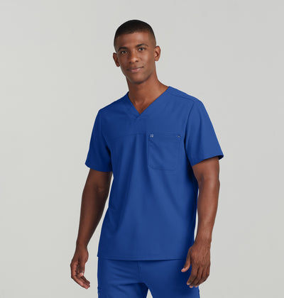 WT131 White Cross CRFT Men Scrub 2 Pockets Top Fluid Resistant (XS - 3XL)