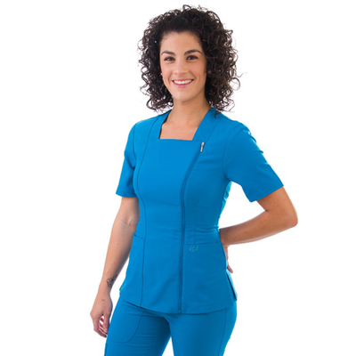 E590T Excel 4-Way Stretch Zippered Scrub Top (XXS - 2XL)