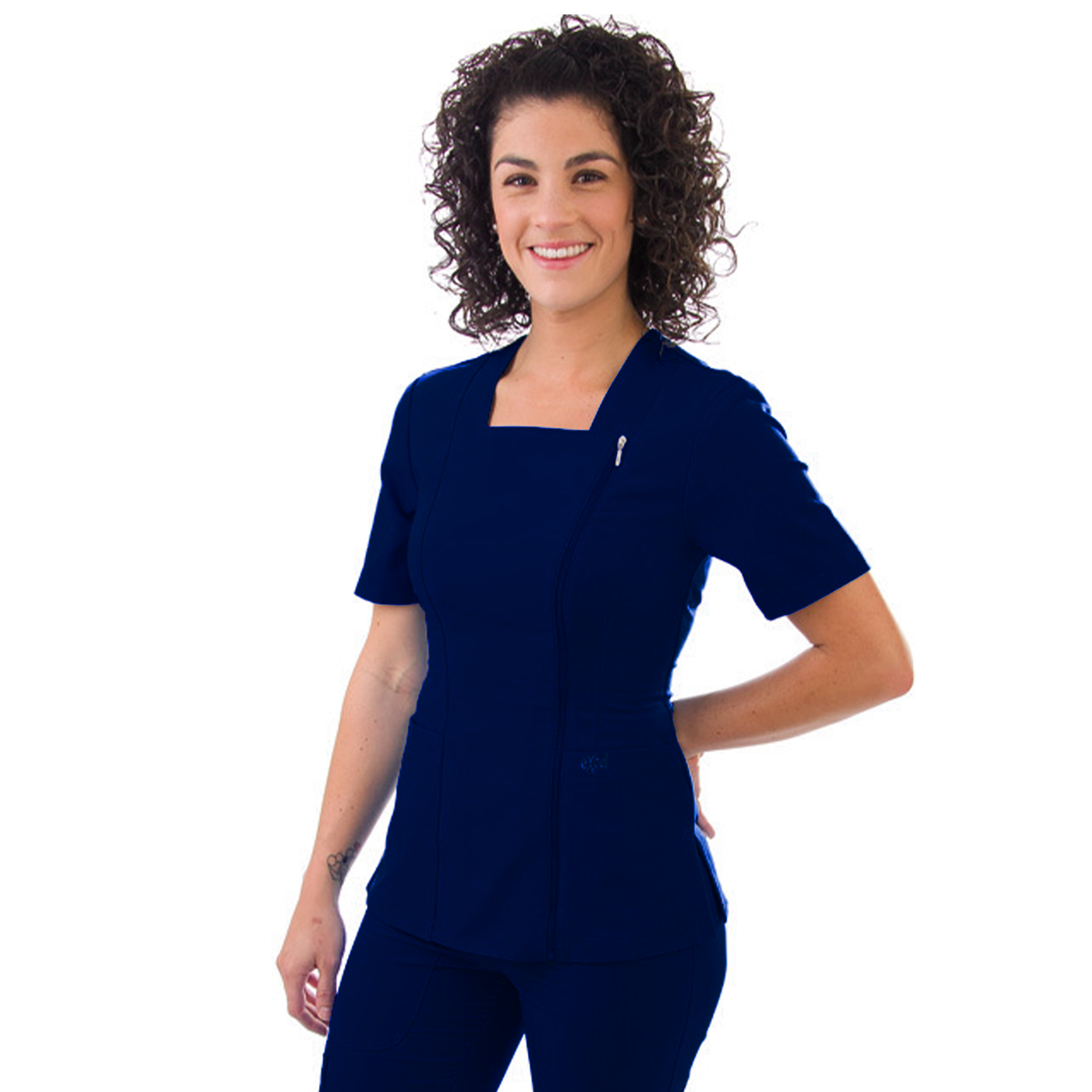 E590T Excel 4-Way Stretch Zippered Scrub Top (XXS - 2XL)