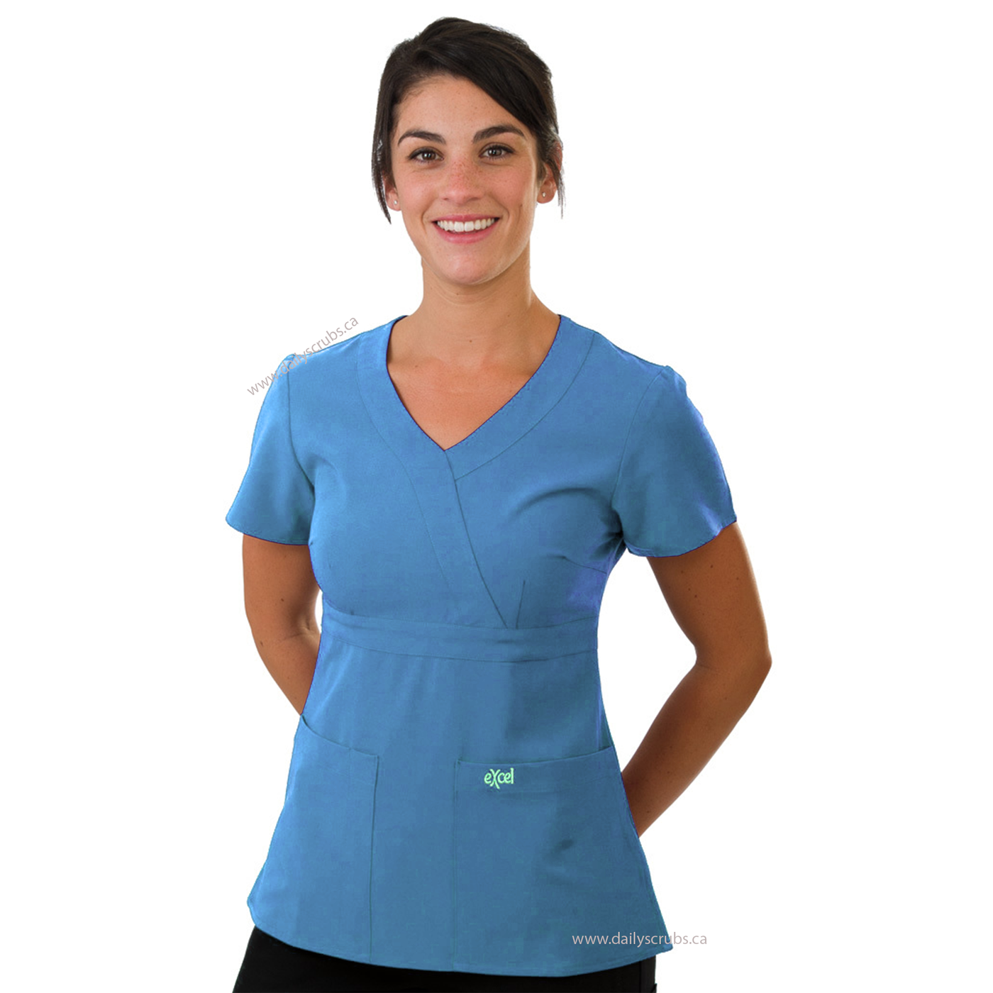 E454T Excel 4-Way Stretch Cross Over Scrub Top (XXS - 2XL)