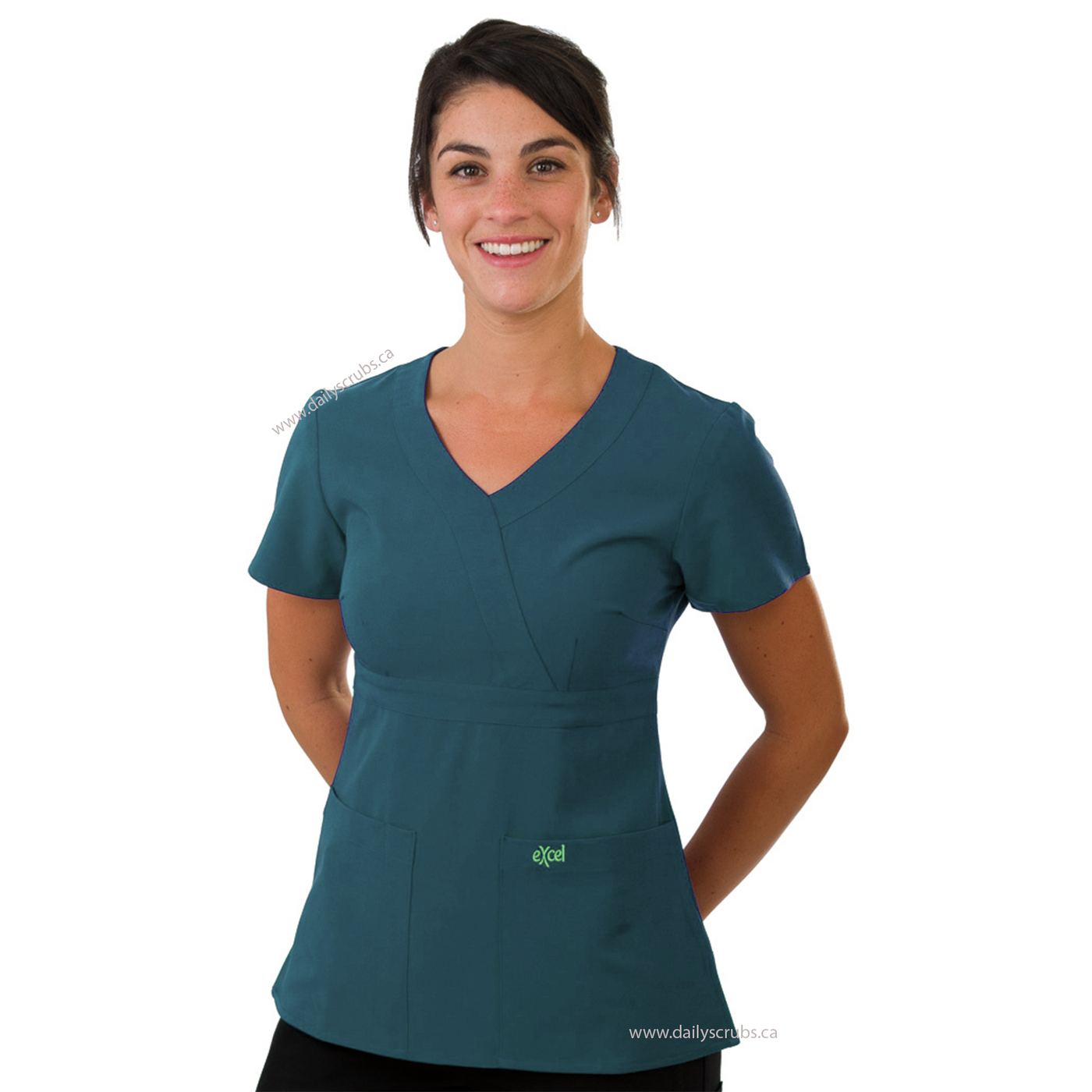 E454T Excel 4-Way Stretch Cross Over Scrub Top (XXS - 2XL)