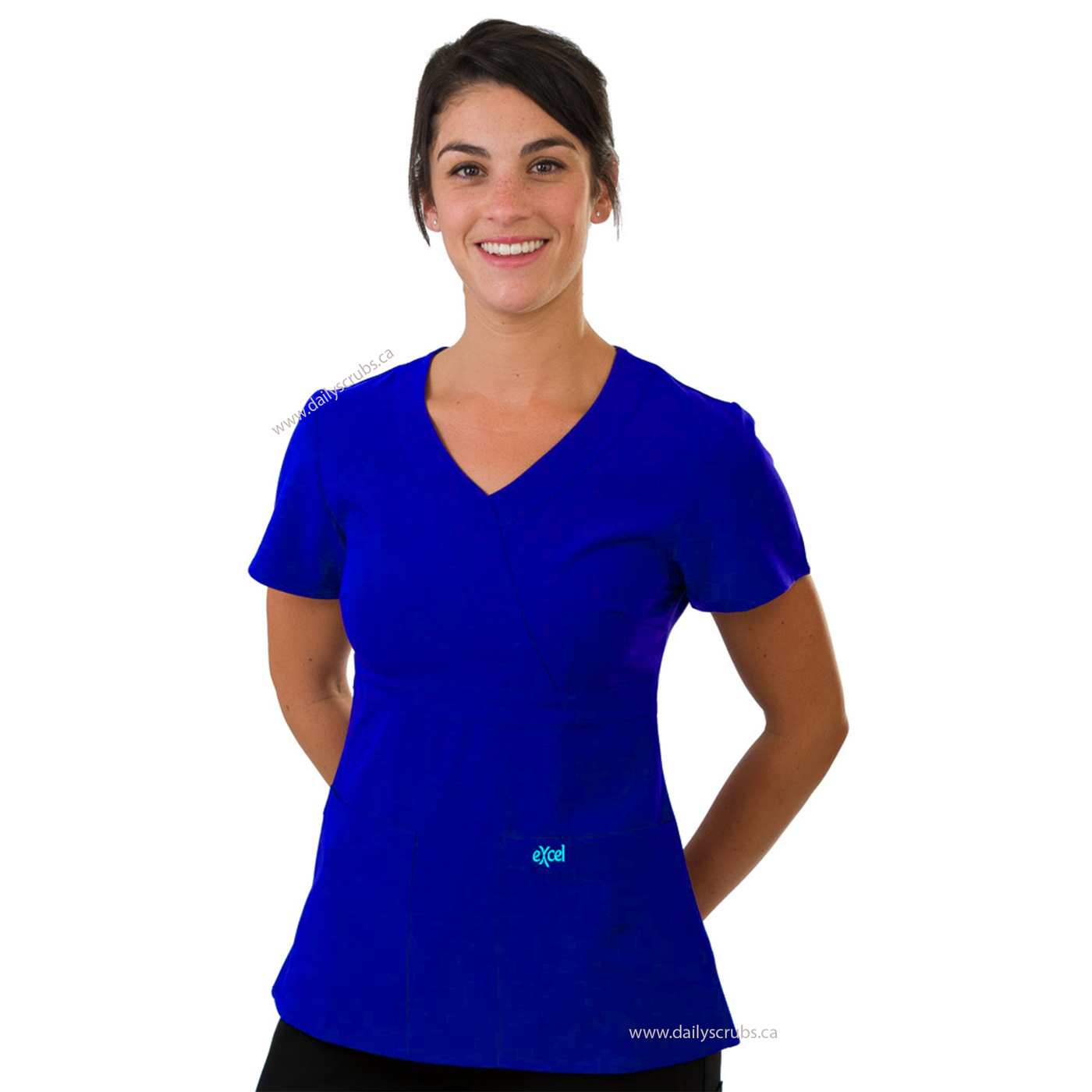 E454T Excel 4-Way Stretch Cross Over Scrub Top (XXS - 2XL)