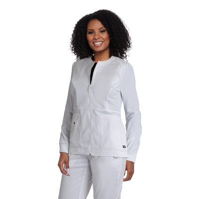 GRSW017 Grey's Anatomy Spandex Stretch Round Neck Zip-Front 5-Pocket Women's Scrub Jacket  (XXS - 3XL)